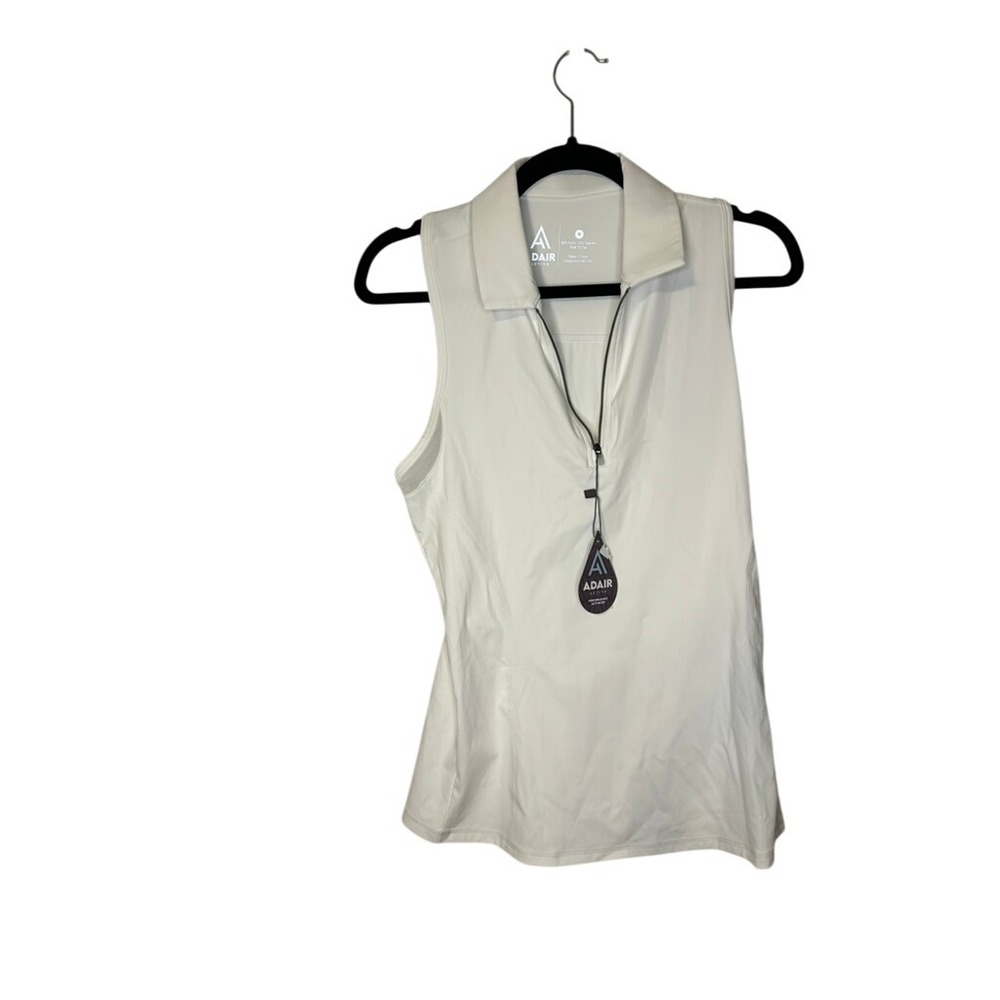 Adair Active Sleeveless Racerback Zip‎ Shirt White Athleisure Medium